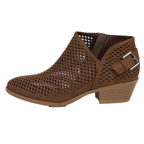 Shoes - SIZE 11 Brown Perforated V Side Cut Low Heel Ankl